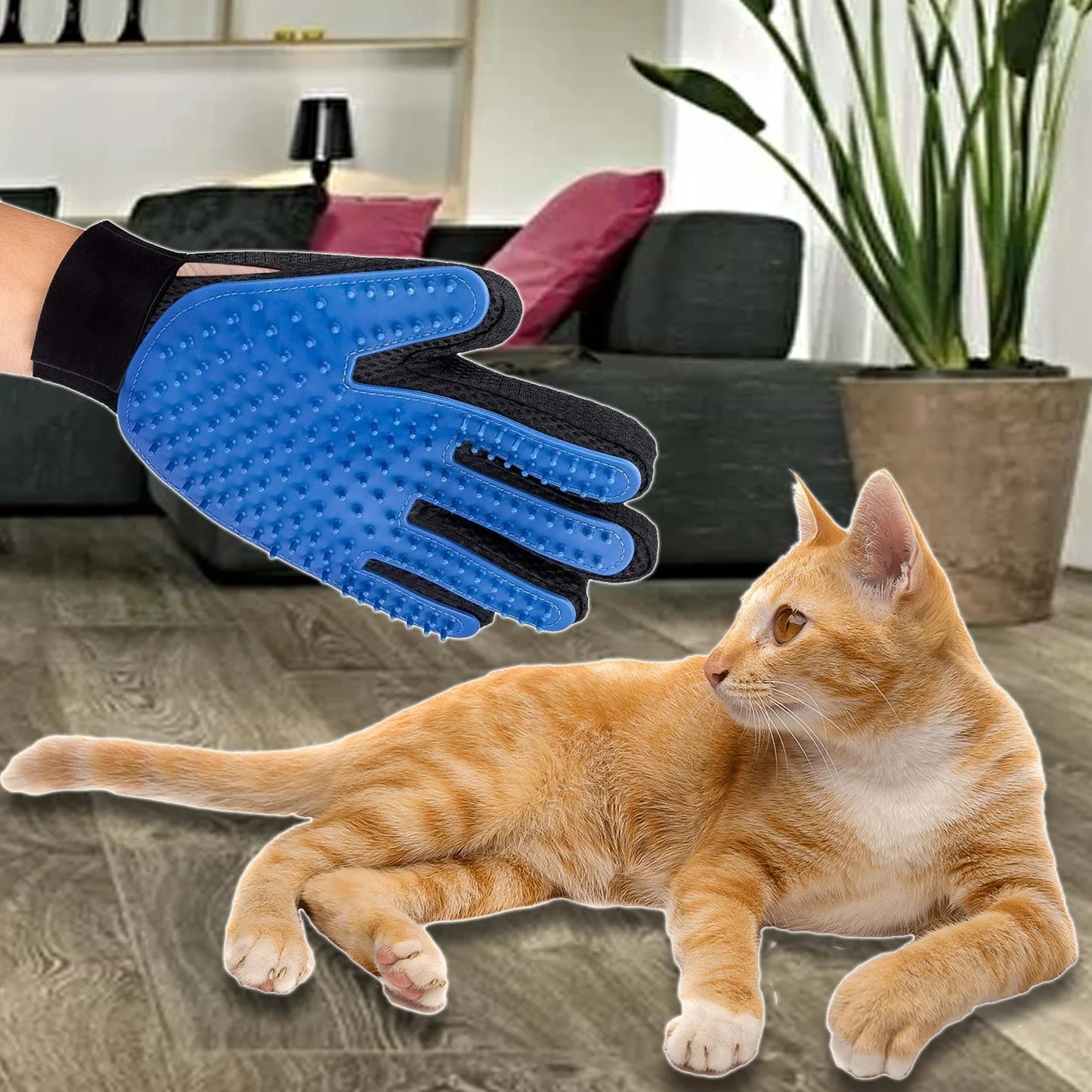 Pet Grooming Gloves Dog Brush Mitt Deshedding Hair Removal Massage Horse Pair