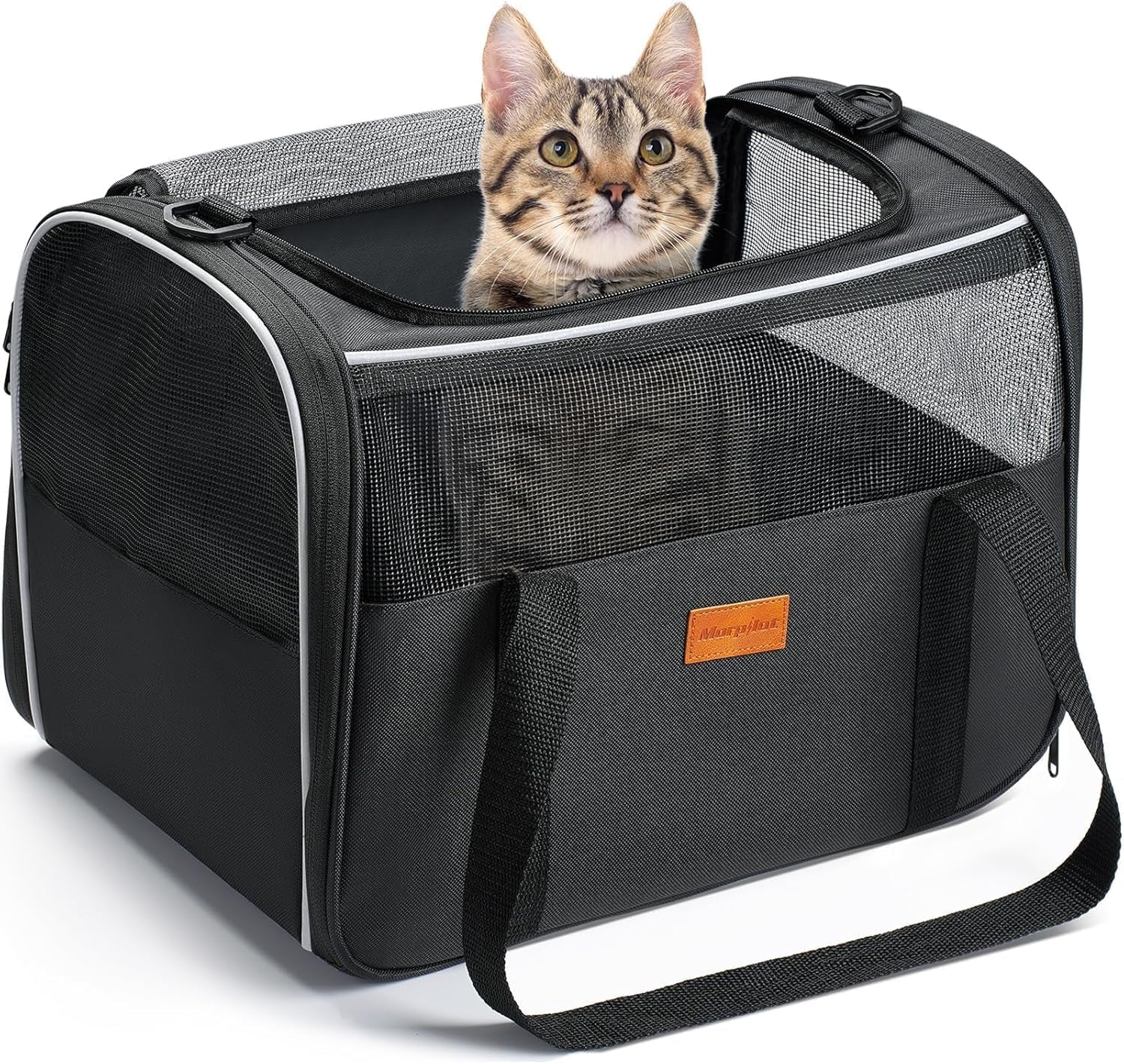 Cat Carrier - Cat Carrier Soft for Medium or Large Cats up to 20Lbs, with Dual-Sided Cushion, Secure Buckle and Foldable Bowl, Dog Carriers for Small Dogs - Pet Carrier (Dark Gray)
