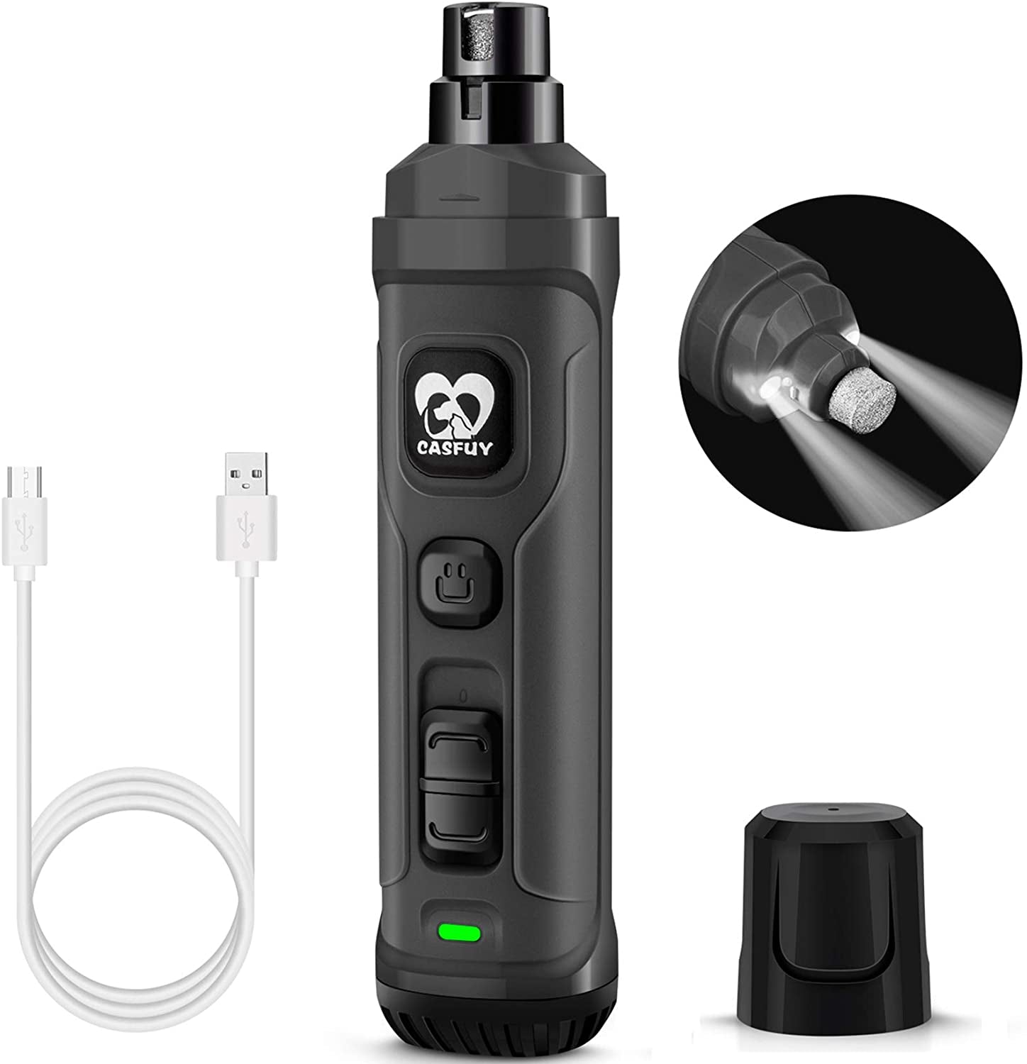 Dog Nail Grinder with 2 LED Light - New Version 2-Speed Powerful Electric Pet Nail Trimmer Professional Quiet Painless Paws Grooming & Smoothing for Small Medium Large Dogs and Cats (Blue)